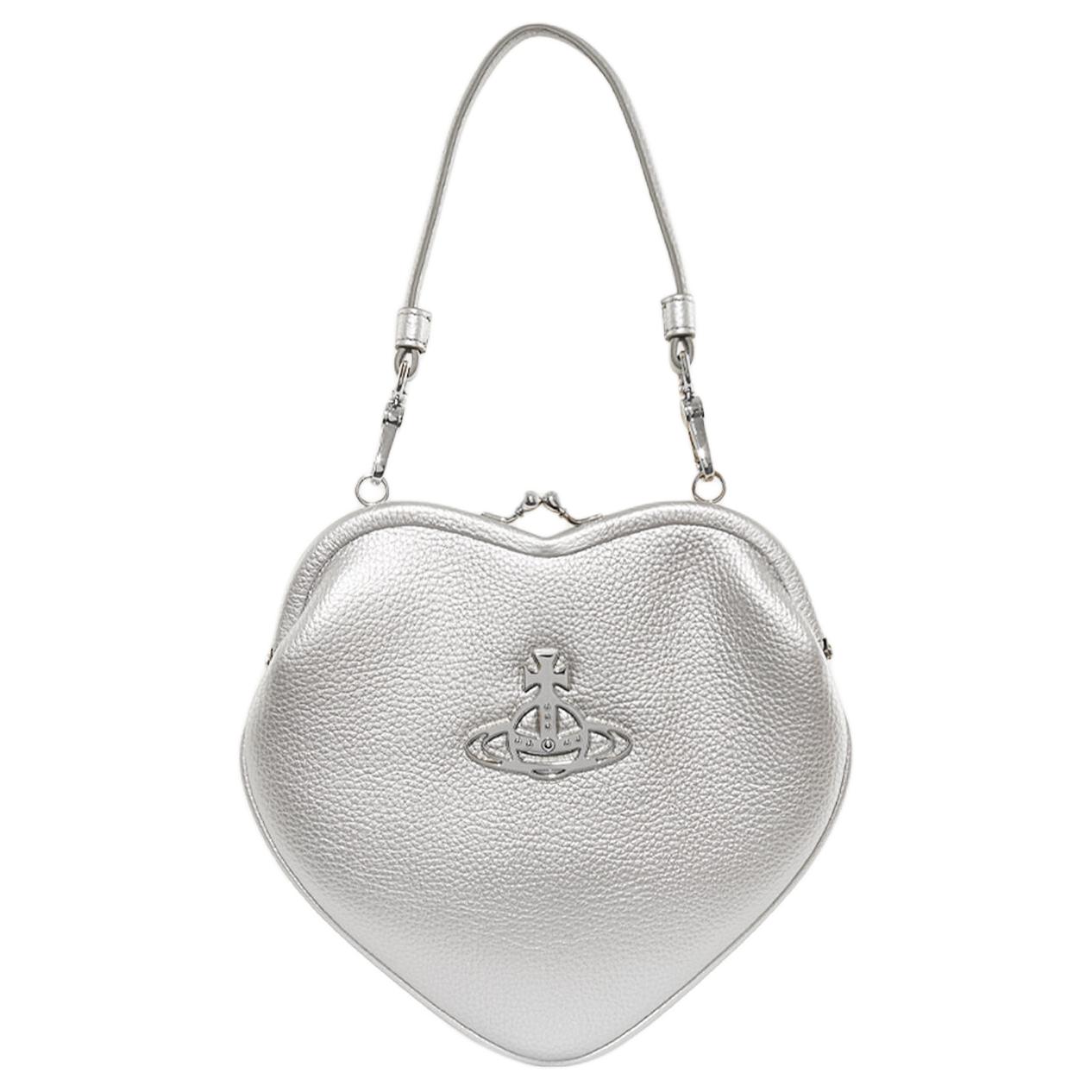 Vivienne Westwood Belle Graphic Logo Gold Hardware Recycled Polyurethane Heart Bag Wallet Shoulder Crossbody Tote Women bags 4B010004WS000DSILVER Basic Set (Bag+Dust Bag)