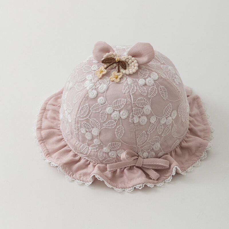 Korean Style Children's Sun Protection Lace Bucket Hat for Girls