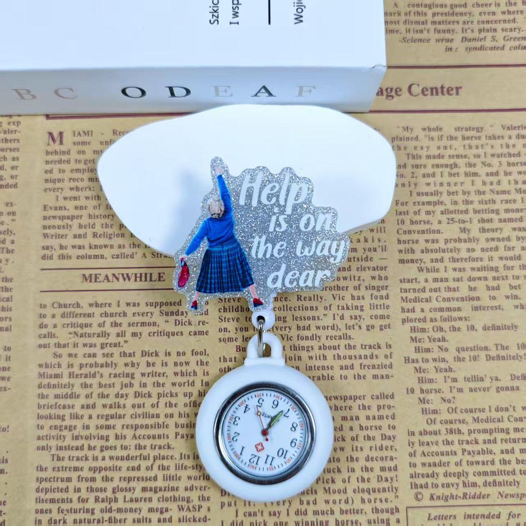 Shiny Cartoon Nurse & Doctor Badge Reel with Retractable PVC Pocket Watch Clip