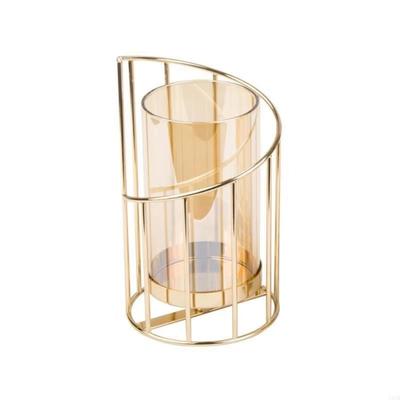 Golden/Black Metal Glass Candle Holder Non-slip Ornaments Nordic Candle Candlestick Flat Bottom Multi-Purpose