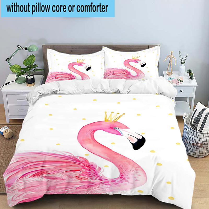 Flamingo In Tropical Paradise 3pcs Bedding,Including 1pc Duvet Cover And 2pcs Pillowcases Perfect for Christmas,Ideal for Bedroom, Dormitory
