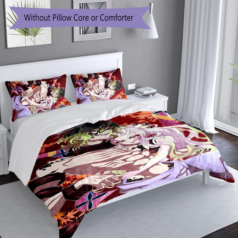 3pcs Demon Slayer characters1 pattern bedding set duvet cover set includes duvet cover &pillowcases, perfect all season bedroom decoration & gift