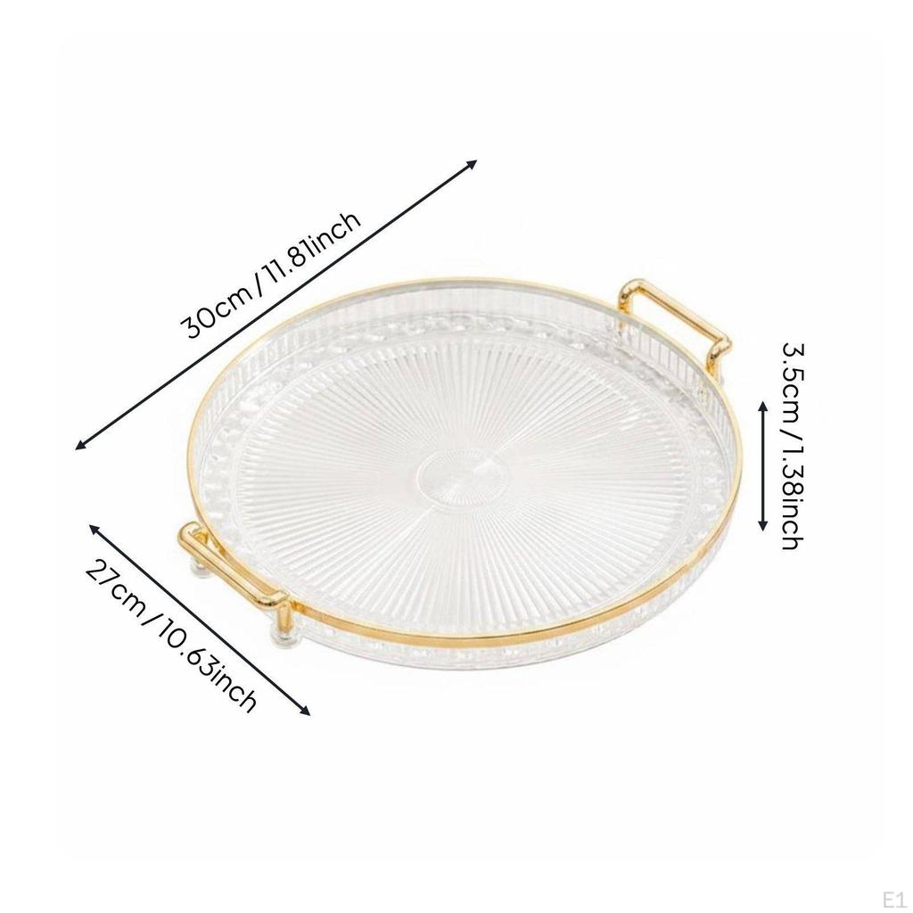 Coffee Table Centerpiece Tray Light Luxury Fluted Serving Platter MultiFunctional Round Decorative