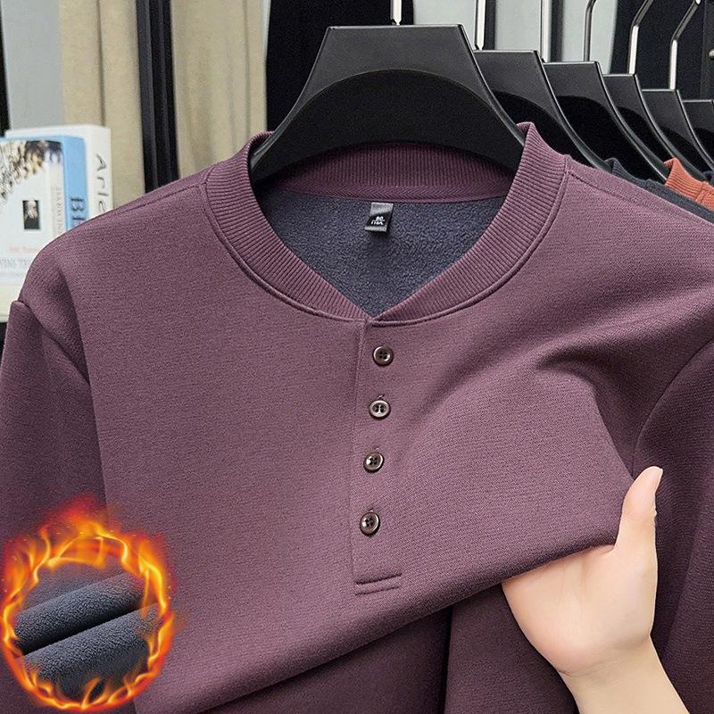 Men s Winter Fleece-Lined Long-Sleeve Casual Sweatshirt 2XL