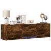 TV Stand with LED Lighting Smoked Oak Finish 140 x 34 x 40 cm