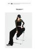 Women's High-Waisted Wide-Leg Black Pants for Spring/Autumn 2025 – Loose, Straight, Casual Suit Pants