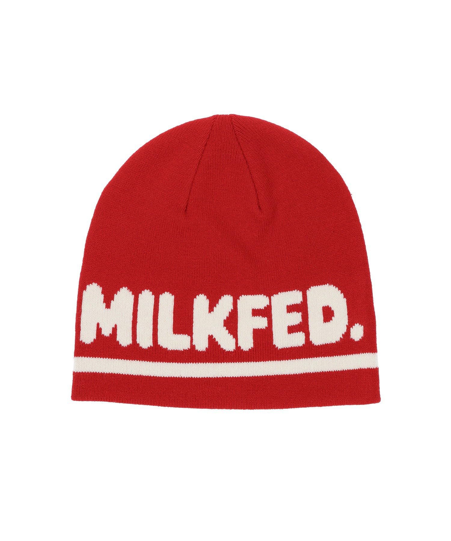 

[Milkfed] Шапка ЛОГО ЖАККАРДОВАЯ ВЯЗАНАЯ ШАПКА Женская КРАСНАЯ