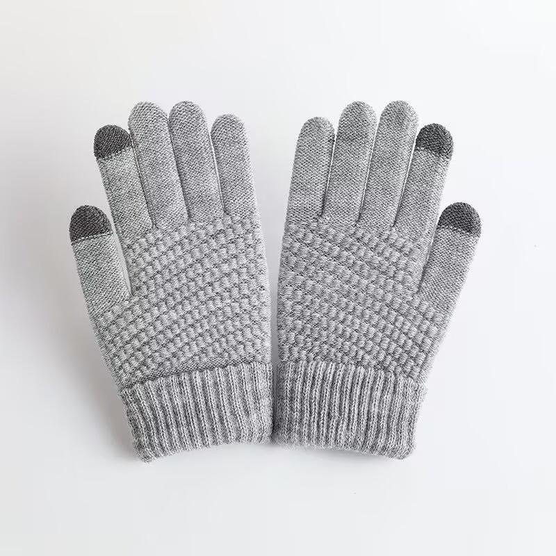 Cycling Cold-proof and Warm Fleece Thickened Touch-screen Knitted Wool Gloves