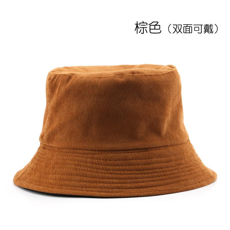 

Bucket hat fashionable double-sided solid color light board basin hat outdoor sports sunscreen sun hat коричневий