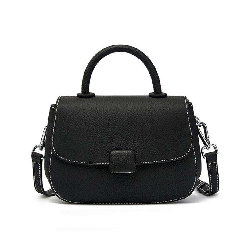 Burminsa Genuine Leather Saddle Small Shoulder Bag Luxury Designer Crossbody Purse Top Handle Handbag