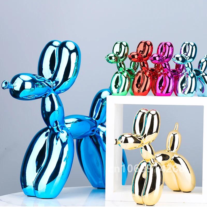 Electroplated Resin Dog Crafts Nordic Balloon Dog Ornament Puppy Sculpture Home Decor Living Room Desktop Modern Animal Statue