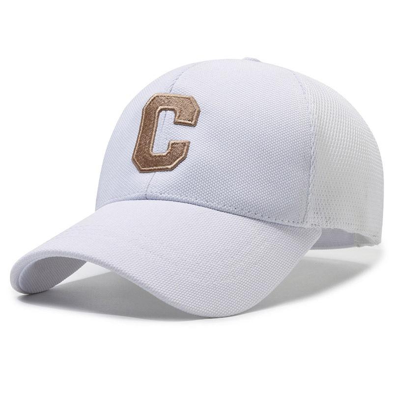 

Embroidery Letter C Baseball Cap Adjustable Breathable Outdoor Protection Sun White