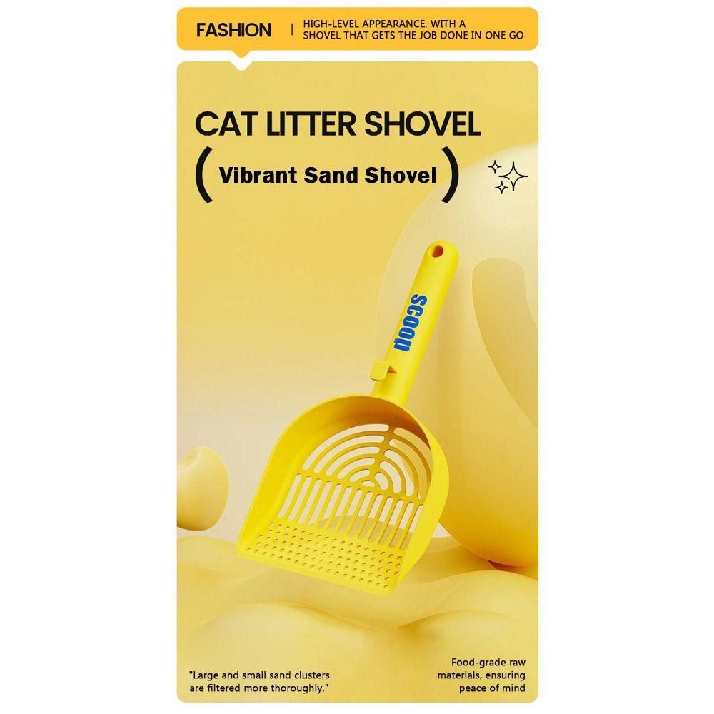 Plastic Material Cat Litter Scoop Fine Holes Durable Construction Pet Poop Cleaning Shovel Fine Pores Long Handle