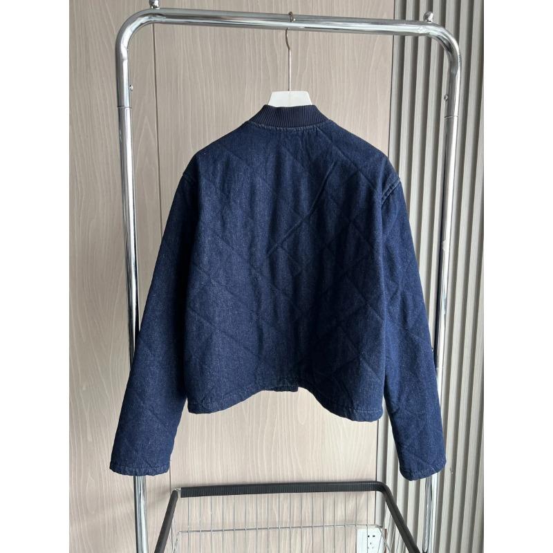 Džínová bavlněná bunda Bunda Podzim/Zima Nová Dámská Prošívaná Baseballový límec Dlouhý rukáv Klip Bavlněná bunda