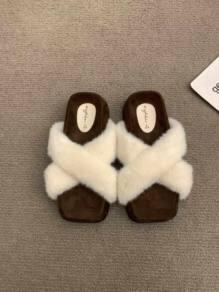 Retro cross Mao Mao outer slippers spring and summer casual versatile gentle leopard print thick-soled Mao Mao shoes cotton drag women's shoes