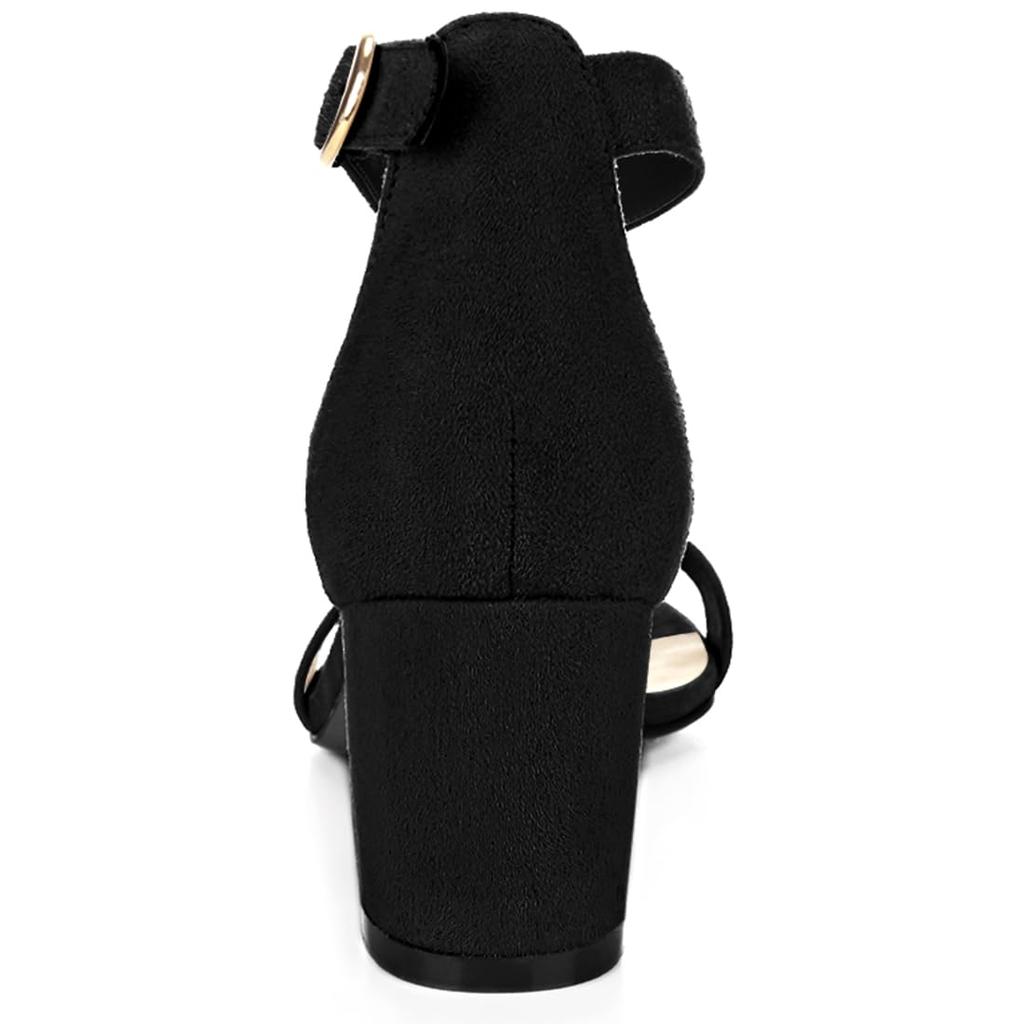 Ankle Strap Open Block [Allegra K] Sandals, Toe, Heel, Summer, Women's, Black, 26.5cm