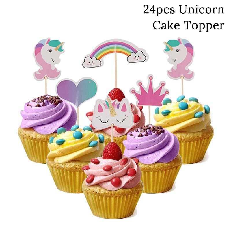 Rainbow Unicorn Eyelashes Horn Cake Topper Birthday Party Decor Unicornio Baby Shower First Birthday Unicorn Party Decoration