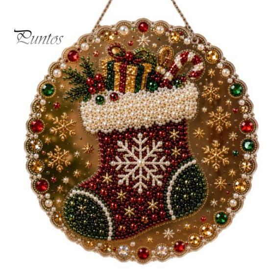 Handgemaakte Feestelijke Huisdecoratie Kerst Kunst met Nep Parels Hangend Ornament Kit, DIY 3D Kralen Sprankelende Acryl Edelsteen Kunst Ambacht, Bord voor Raam, Deur,