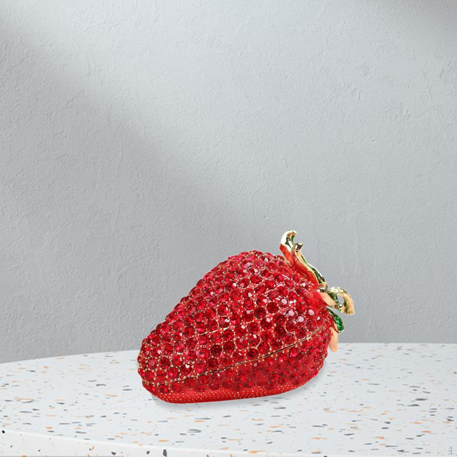 

Красная клубничная шкатулка для безделушек, мини-держатель для украшений, декоративный металлический футляр L