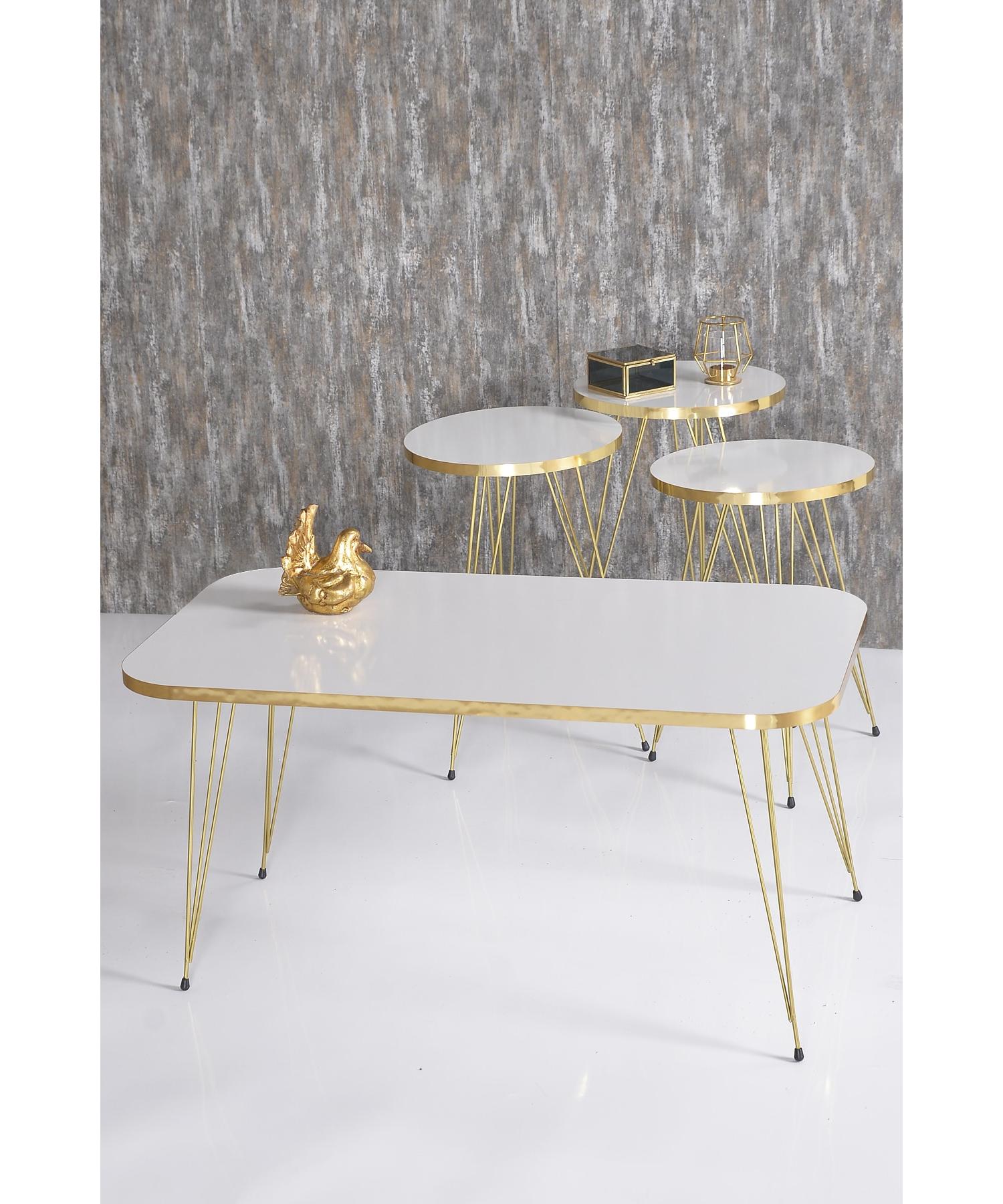 

Вложенный стол и центральный стол Kr Set Gold White Wire