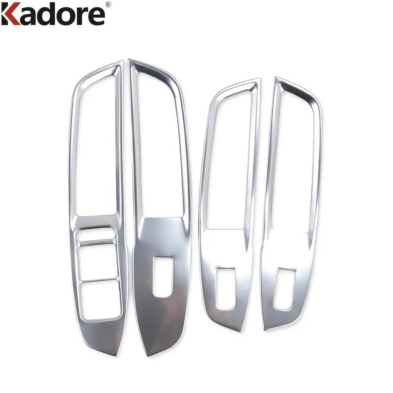 Car Inner Door Window Lift Switch Button Panel Cover Trim For MG Zs SUV 2017- Carbon Fiber Interior Accessories
