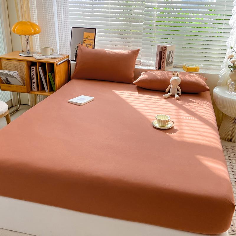 Cearceaf de pat, din bumbac moale, cu benzi elastice, culoare uni, huse de saltea antiderapante, cearceaf pentru pat dublu king-size 140/160/200