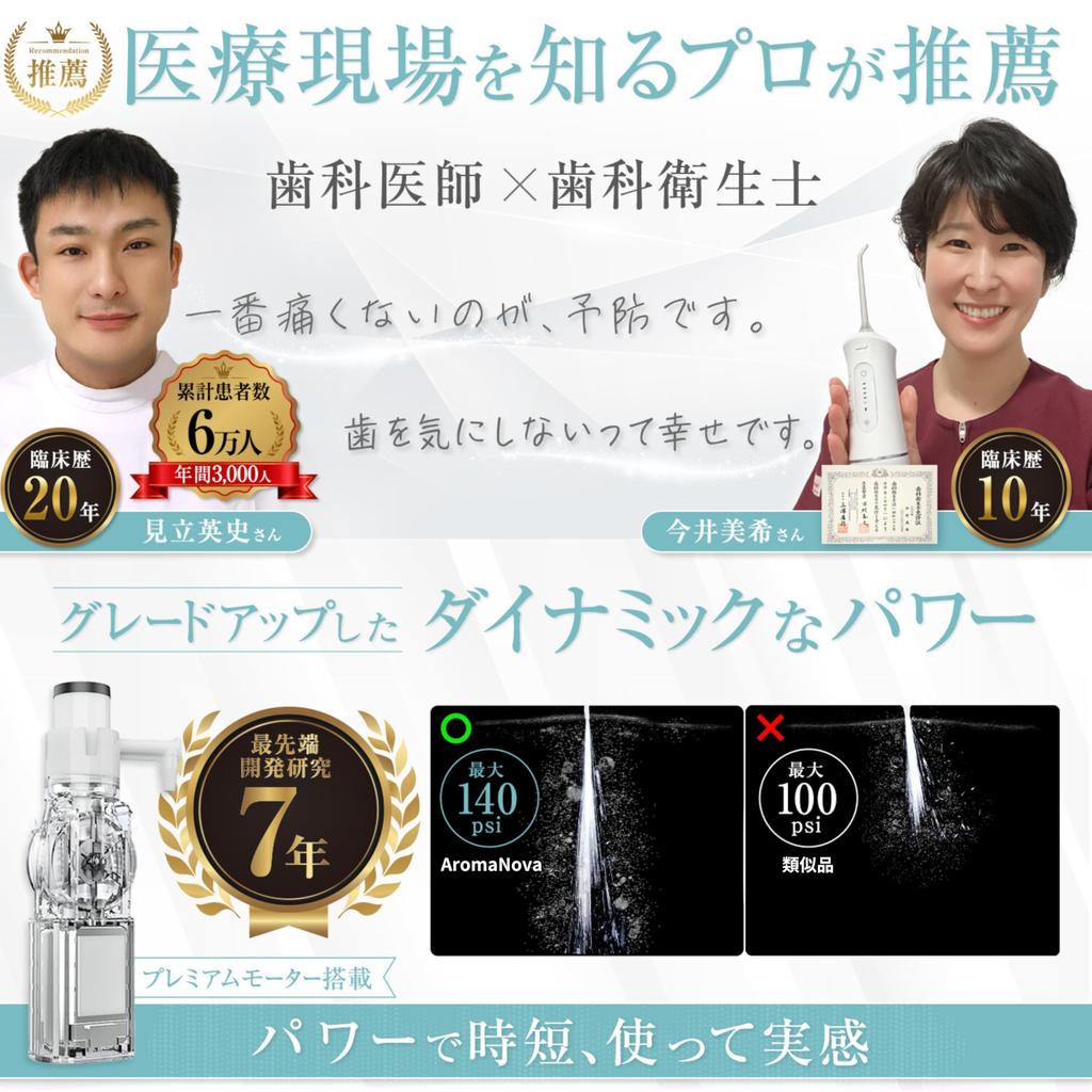 By 4 Medical Oral Irrigator Jet Washer IPX7 Waterproof Large Capacity [Supervised Professionals] [Japanese Company] (400ml White)