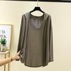 Long Sleeves Modal Hooded Cardigan Women's Thin Loose Outer Wear Sun Protection Top Plus Size Loose Pure Color Casual Outwear
