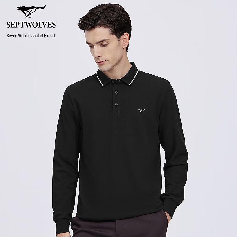Septwolves Men's Long-Sleeve Pure Cotton Polo Shirt