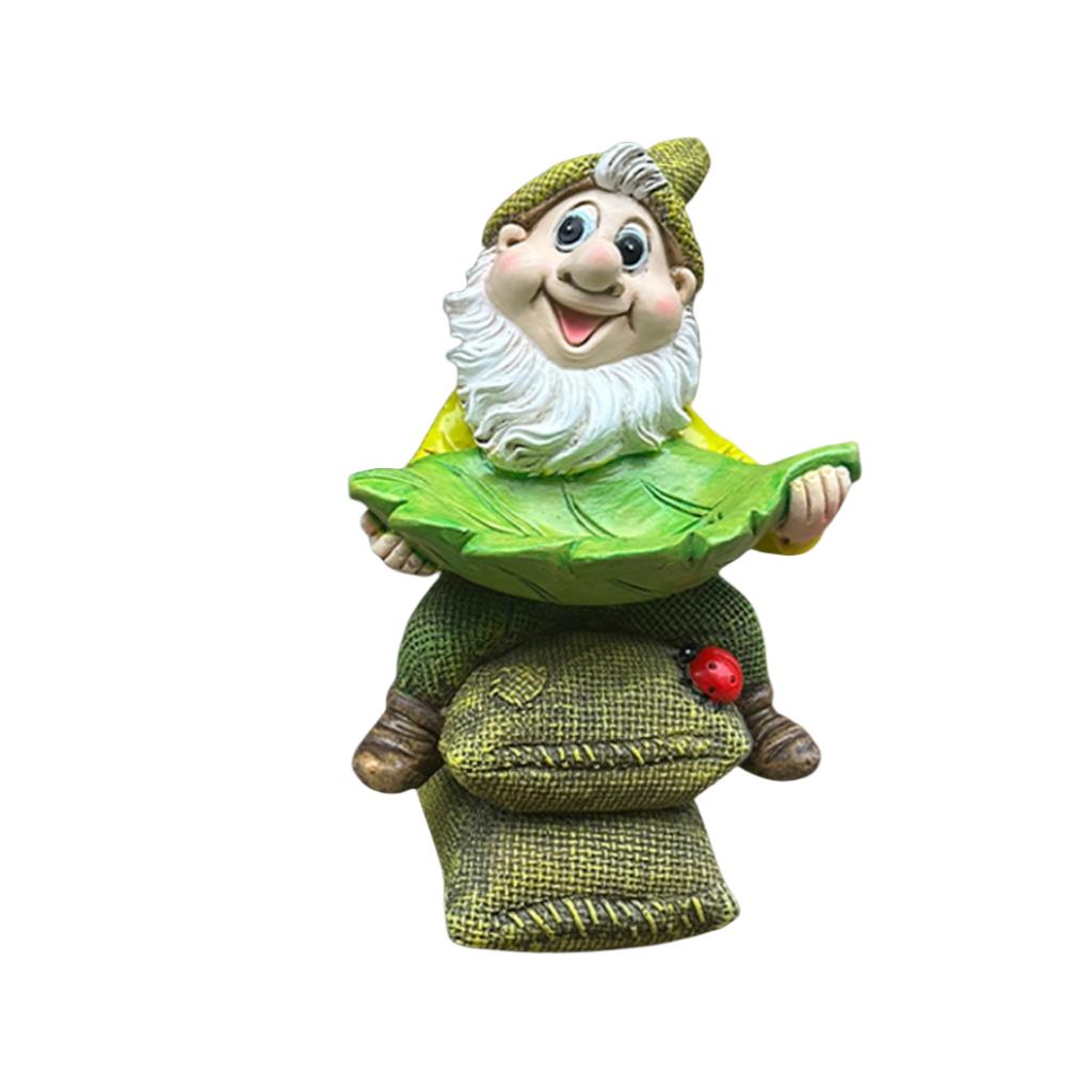 Dwarf Garden Sculpture Statue Multi functional Home Decoration Ornament Creative Bird Food Plate Green Plant Flower Pot