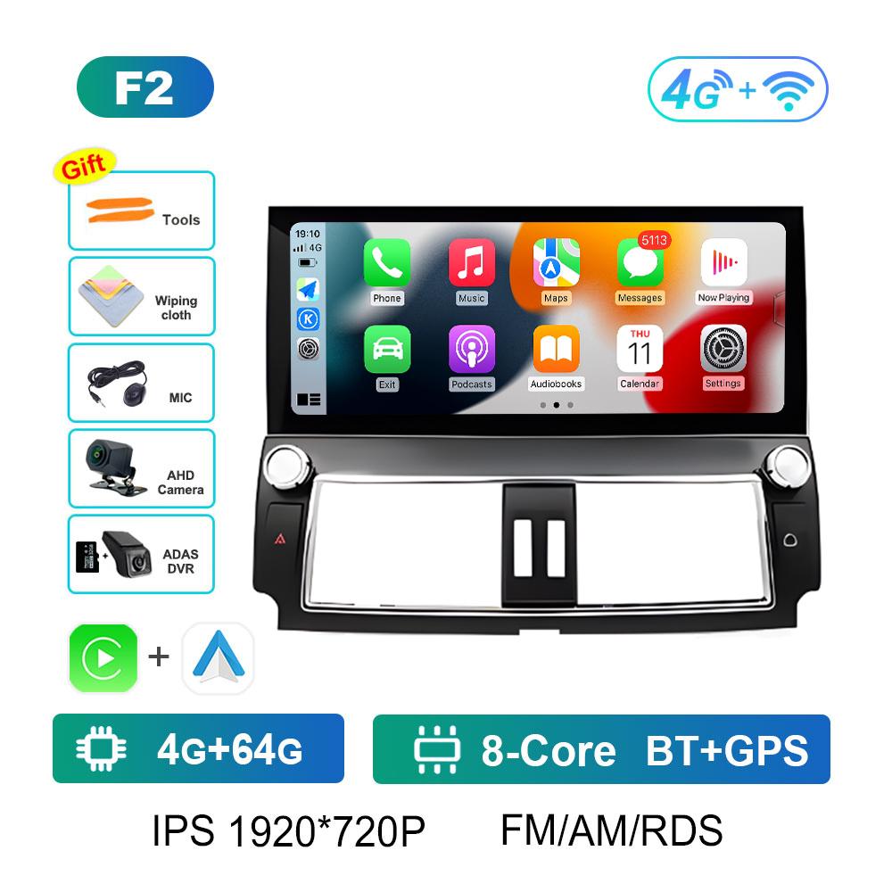 For Toyota Prado 2014 GPS Navigation Android Intelligent System Car Multimedia Video Radio Player Wireless Carplay Touch Screen