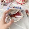 Large Plaid Makeup Bag with High Aesthetic Value, Small Cherry Sanitary Pad, Portable Mini Storage Bag, Bluetooth Earphone Bag