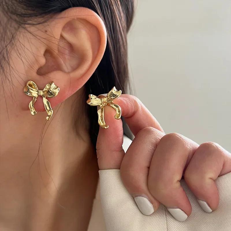 2025 Trendy Sweet-Cool Bow Knot Earrings Minimalist Elegant Statement Jewelry Gift for Women Dropshipping