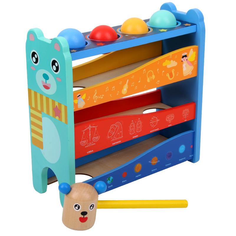 Деревянная игрушка-стучалка и пирамидка для раннего развития детей