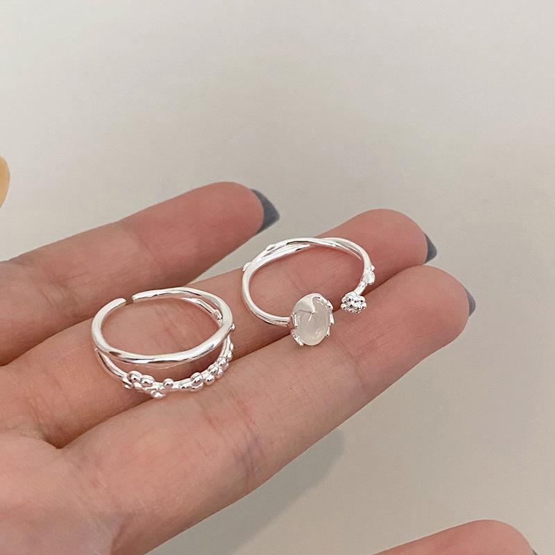 Y2K White Crystal Irregular Ring Set Vintage Shiny Zircon Opal Open Ring for Women Kpop Punk Girl Party Jewelry Gifts 2026