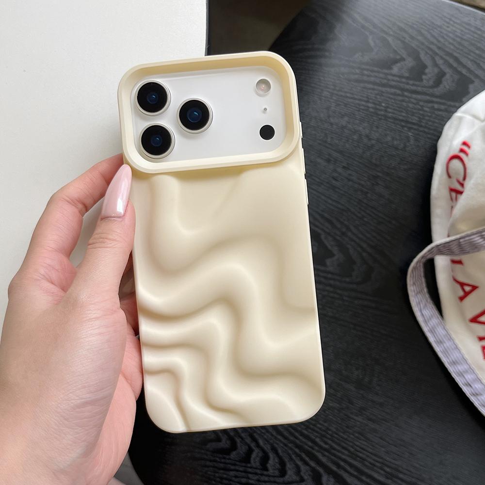 Matte 3D Water Ripple Phone Case for iPhone 17 16 15 14 13 12 11 Pro Max 17pro Cases Shockproof Soft Silicone Back Cover