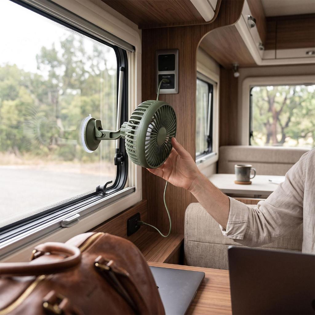 Single Head Car Suction Cup Fan 360 Degree Rotation 3 Speed USB Port Suction Cup Vehicle Fan