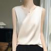 Reversible Satin Camisole for Women - V-Neck Front, Round Neck Back, Solid Color, Perfect Silk Vest to Pair with Suits