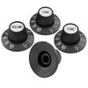 Musiclily Pro Top Hat Knob Set, Imperial, 2V2T, Sombrero Knobs for Electric Guitar/Bass Amplifiers, Black