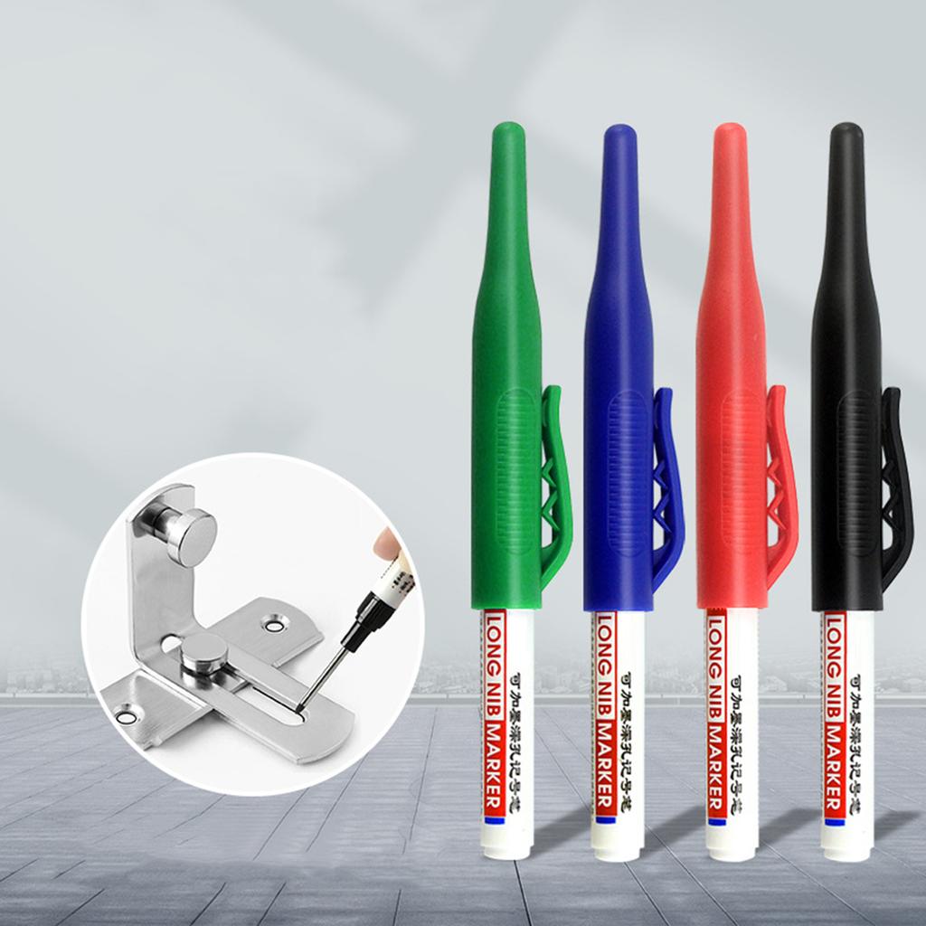 2Pcs Waterproof Deep Reach Marker 30mm Deep Hole Marker Long Nib Carpenter Marker Woodworking Marking Tool