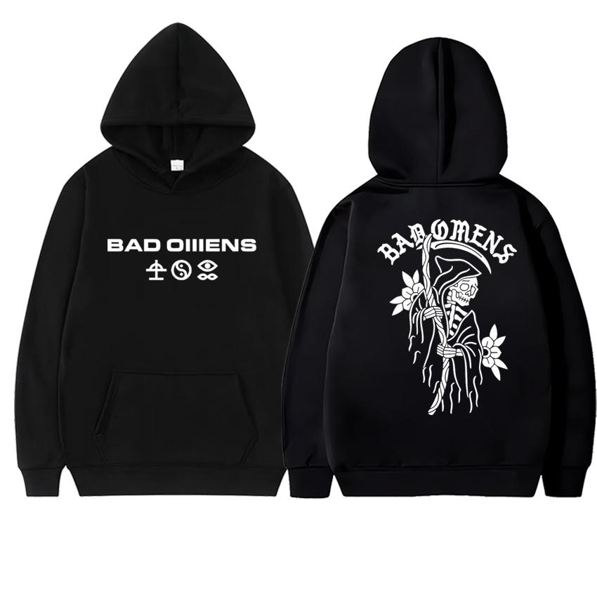 New Bad Omens Band Tour American Music 2025 Double Sided printed Hoodie Unisex hip hop punk streetwear Men women Fleece pullover