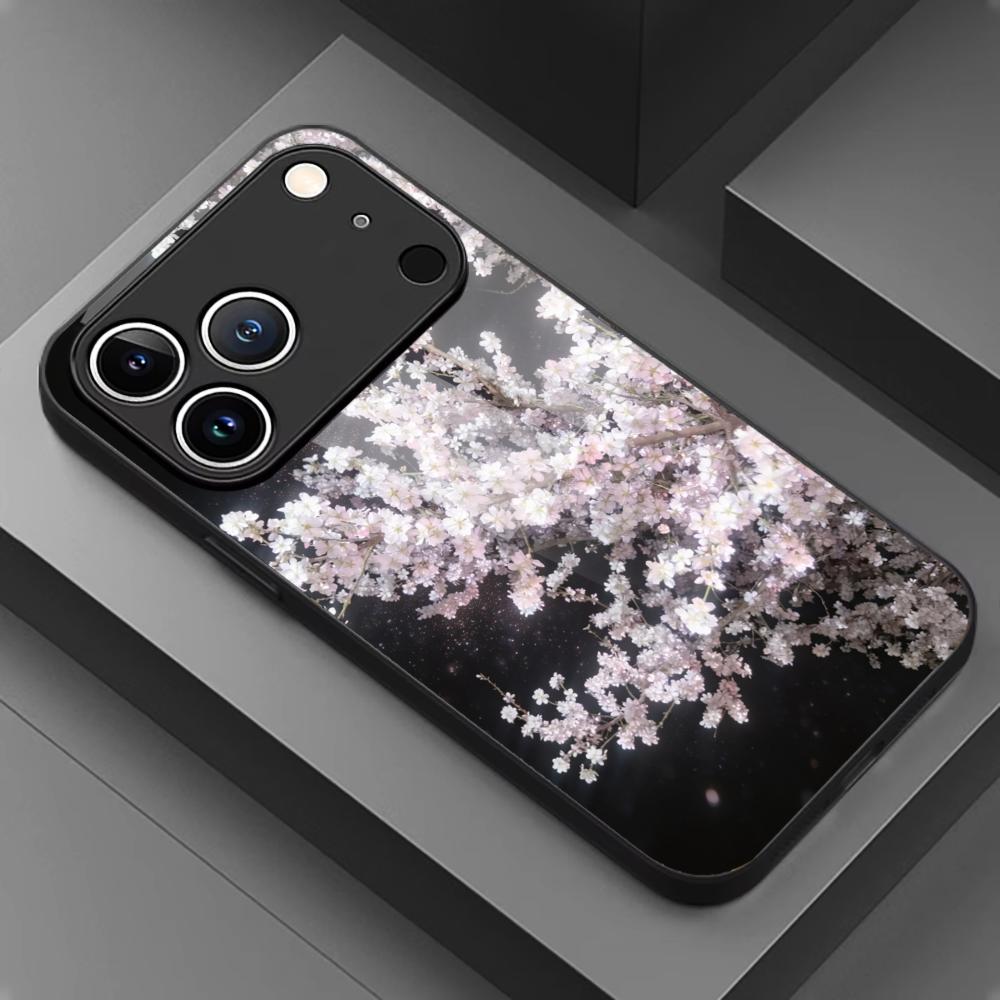 White Cherry Blossom Atmosphere Phone Case for Glass for Iphone 17 Pro Max for iPhone 17 16 15 14 13 Pm Pro Plus
