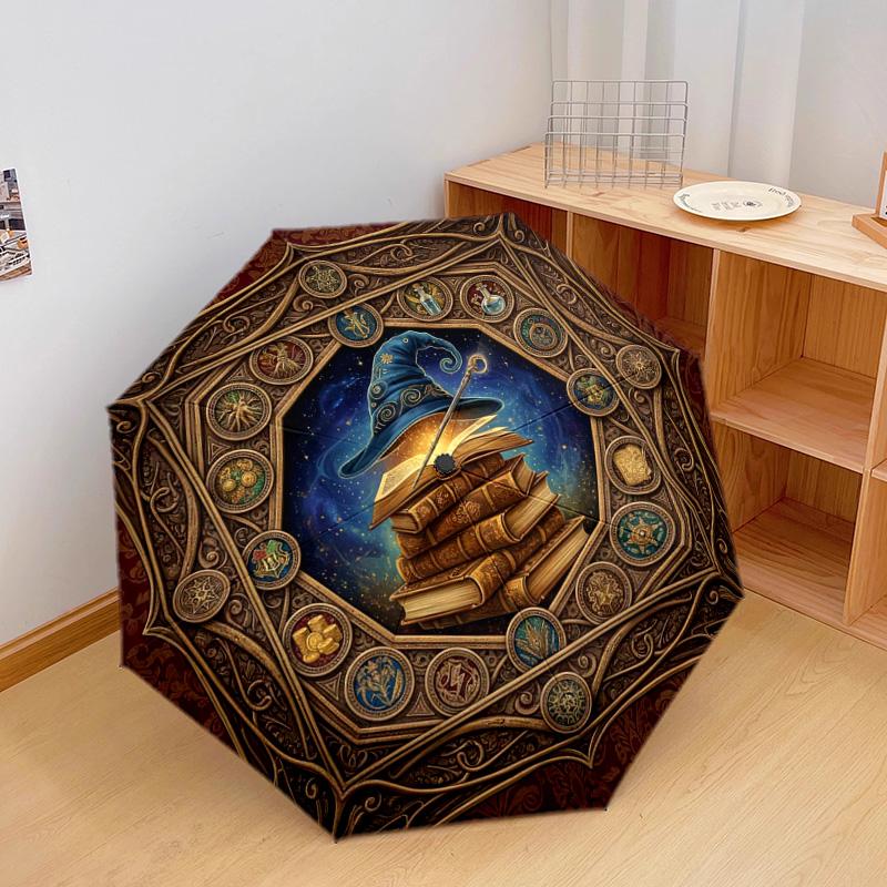 1 PC Automatic Folding Umbrella - Cartoon Pattern, Portable & Foldable Design with 9 Ribs, Christmas Birthday Gifts