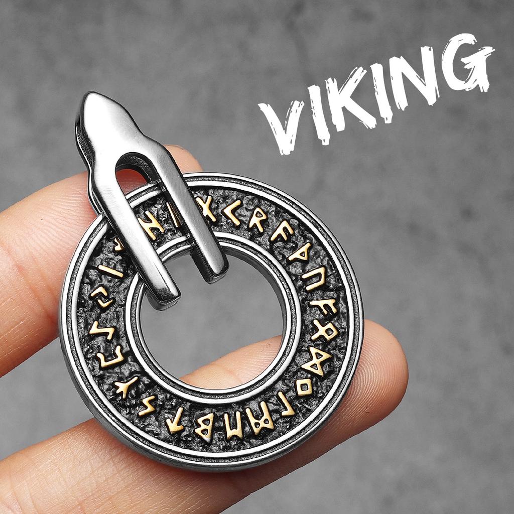 Viking Rune Carving Men Necklaces With Pendant Stainless Steel Jewelry For Male Women Punk Hip Hop Accessories Gifts