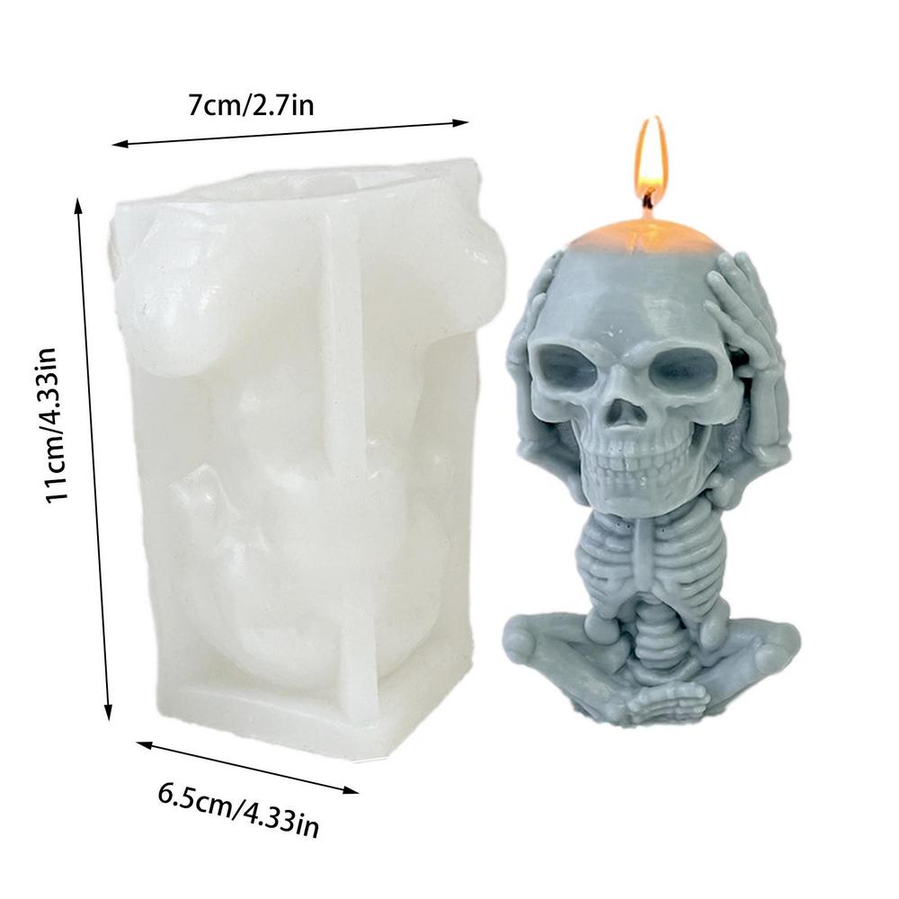 

Halloween Silicone Mold 3D Skull Head Silicone Candle Mold For DIY Candle Making Epoxy Resin Craft Casting Halloween Ornament