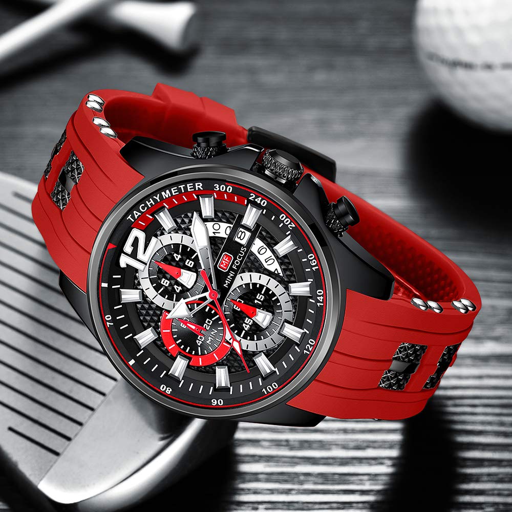 Quartz Watch with Date Silicone 3ATM Water Perfect for or Popular Analog Gift 0350 Men's Display, Strap, Resistance, Durable, Stylish, Simple, Casual,