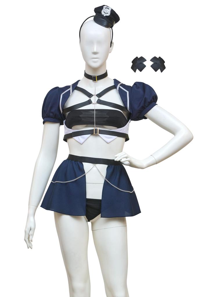 Clearstone Royal Nudie Cosplay Halloween Premium Police Costume, Women's, Navy