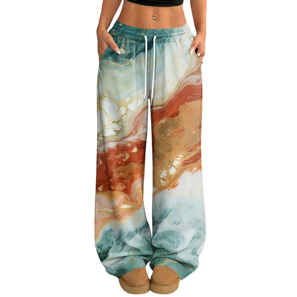 Damskie Codzienne i Modne Elastyczne Spodnie z Szerokimi Nogawkami