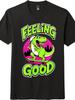 Unisex Casual Trendy Cartoon Tee Hip-Hop Dino FEELING GOOD Funny T-Shirt