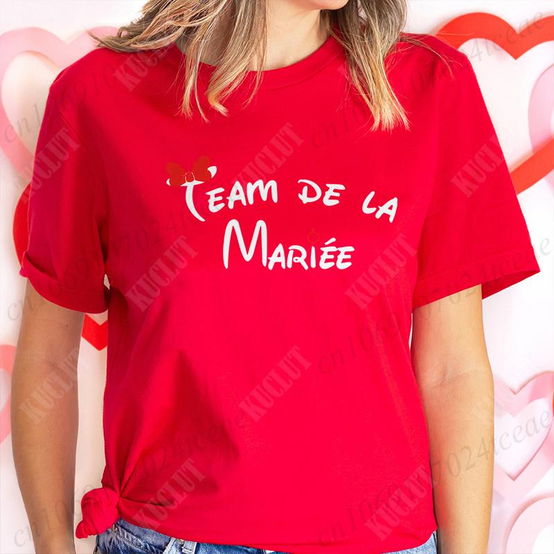 Bachelorette Hen Party Evjf Future Team Bride T-Shirt French Women Short Sleeved Tees Graphic Tops Bridal Shower Wedding Clothes